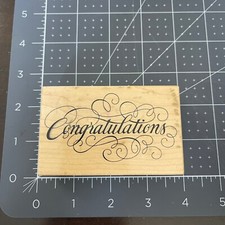 1995 PSX Rubber Stamp "Congratulations" Wood Mount