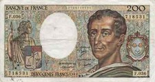 *200 Francs Montesquieu type 1981 de 1985  n° 718531 série F.036 FAYETTE 70 N°5