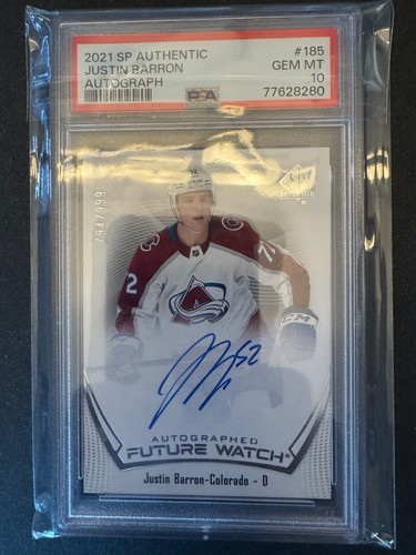 2021-22 SP Authentic Future Watch Auto Justin Barron /999 (PSA 10
