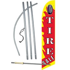 Tire Sale Flag with Flag Pole and Spike