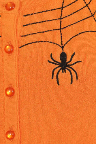 Spider Cardigan - Orange Hell Bunny 2XL - 4XL 18-22 Goth Alt Halloween - Picture 5 of 10