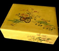 Vintage Hand Painted Lacquered Box Made In USA Floral Signed