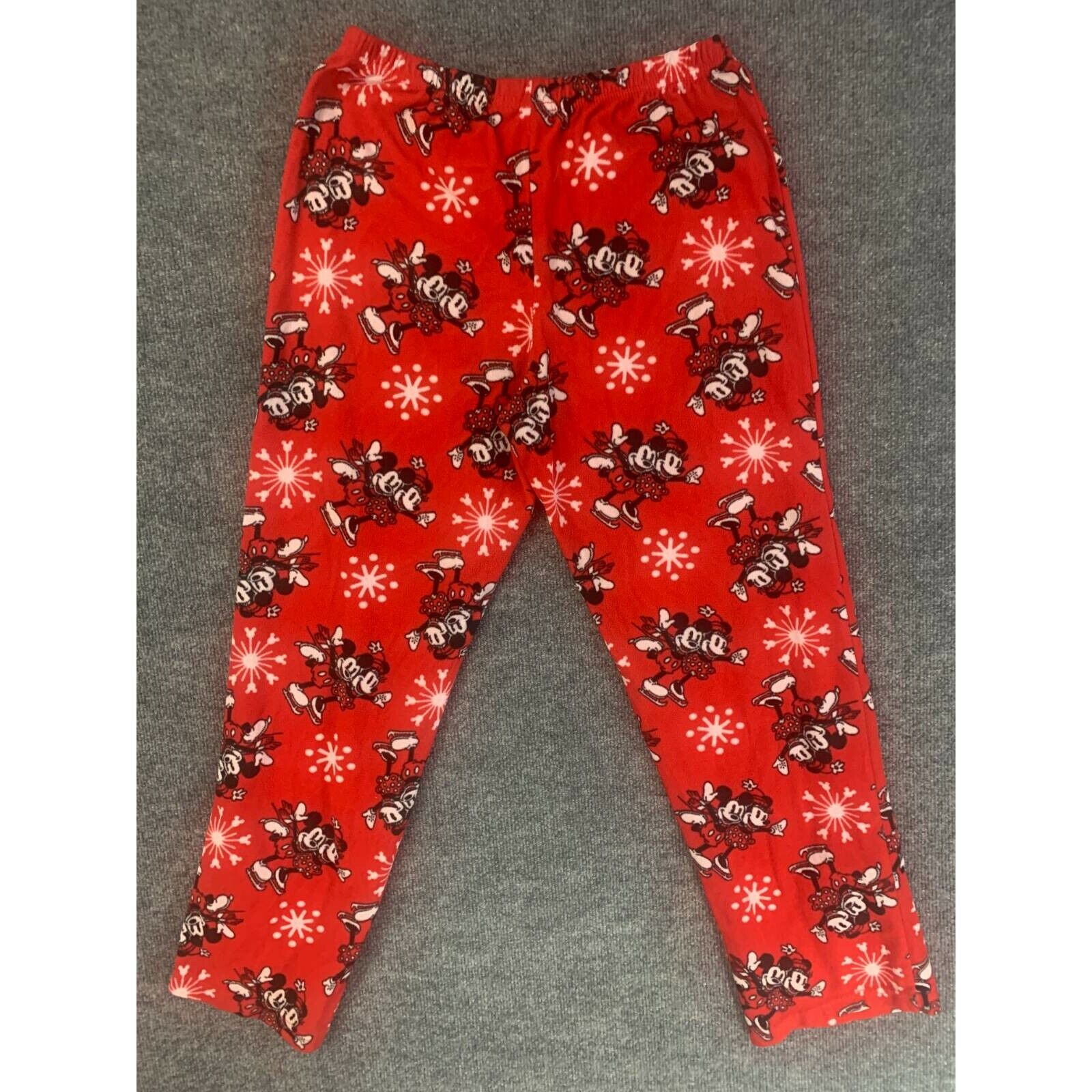 Mickey Minnie Mouse Disney Girls Fleece Pajama Pants Red Elastic Waist M  8/10