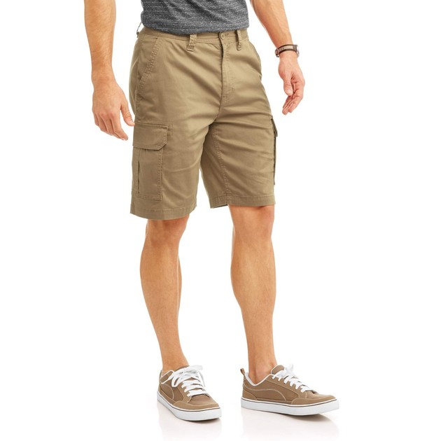 Men's Brown Short Cargo Shorts 40 Stretch L 10" Above Knee for