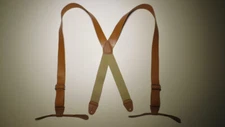 Men's Suspenders 1-1/2" Wide X Style in Fake Leather with Leather Ears, USA Made
