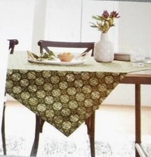 Threshold Green White Table Cloth Throw 50" x 50" New Medallion