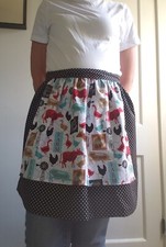 Half Apron retro style farmhouse theme polka dots lined cotton