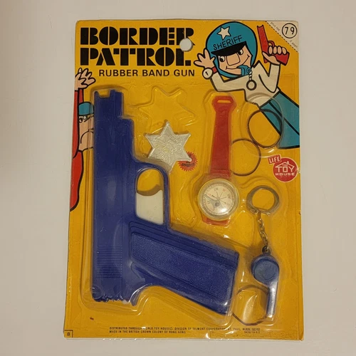 VTG 60s World Toy House Border Patrol Rubber Band Gun Plastic Toys Hong Kong
