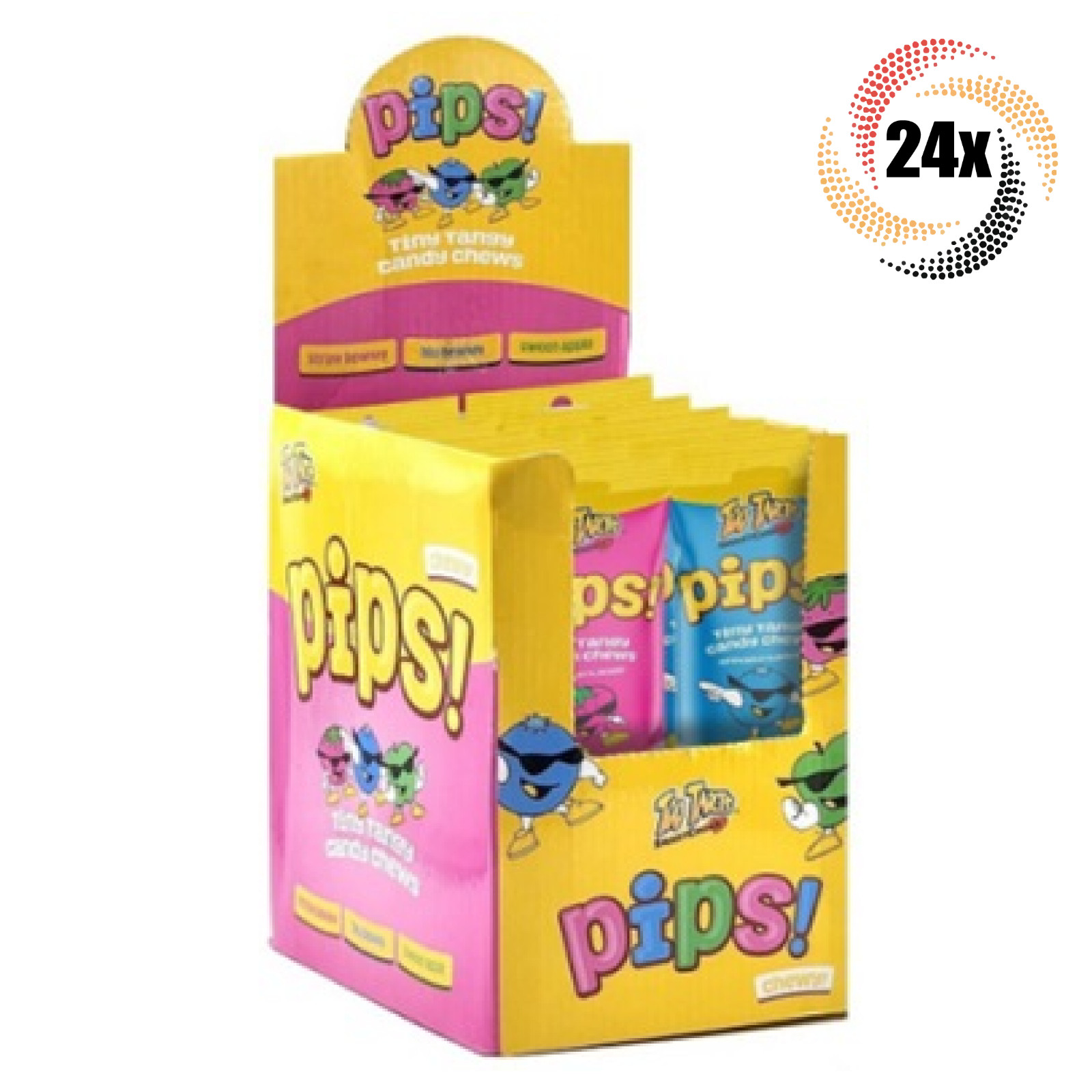 Полная коробка, 24 упаковки, Тарталетки с косточками, ассорти из крошечных острых конфет для жевания | 2,29 унции