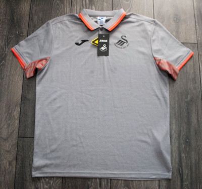 BNWT SWANSEA CITY TRAINING FOOTBALL SHIRT 2018/19 ADULTS GRAY JOMA POLO MENS XL