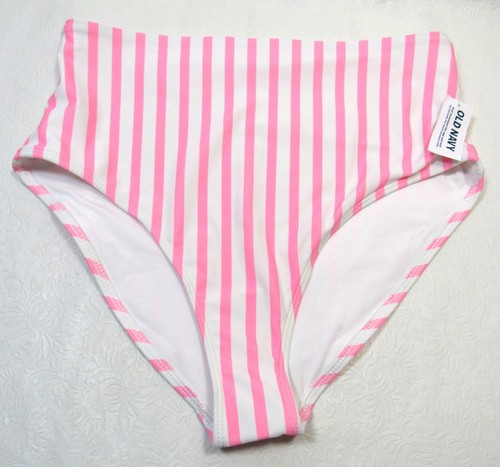 Traje de baño parte inferior azul marino antiguo para mujer cintura alta corte francés talla M nuevo a rayas - Imagen 5 de 6