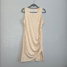 Nine West Leopard Print Tulip Hem Mini Dress Neutral Size Large