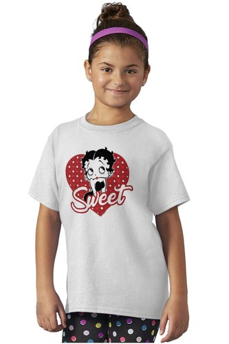 Betty Boop Vintage Retro Cartoon Sweet Heart Girls Youth Crewneck T Shirts Tees - Picture 6 of 7