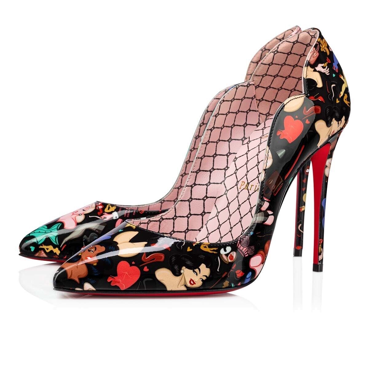 Christian Louboutin Hot Chick 100 Black Patent Leather Bored Red