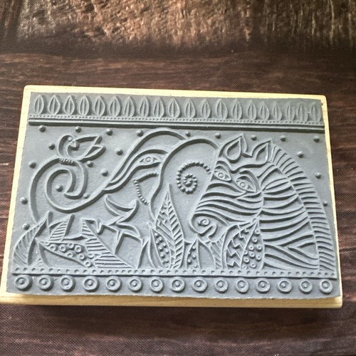 Timbro in gomma Laurel Burch Rainbow Safari timbro enorme 4 1/2” per 3” - Foto 2 di 7