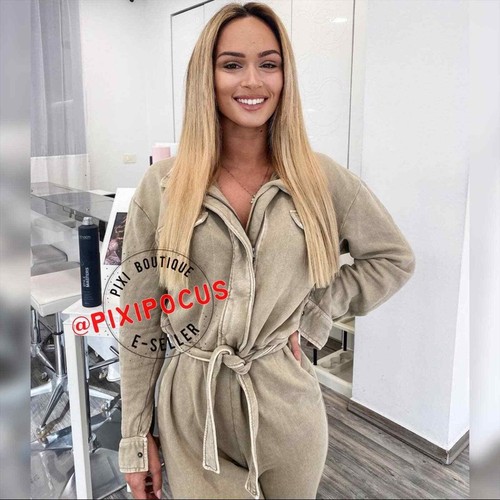 ZARA NEW BELTED LONG JUMPSUIT WASHED EFFECT KHAKI 100% COTTON S,M,L 0962/154 - Picture 4 of 12