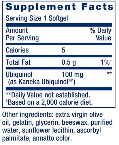 SUPER UBIQUINOL CoQ10 HEART CHOLESTEROL HEALTH 100mg 60 softgel LIFE EXTENSION - Picture 3 of 11