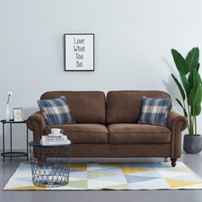 2, 3 Seater Linen Fabric Sofa Settee Couch Armchair with 2 Pillows Living Room