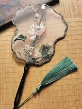 Hanfu Fan Ancient Fan Chinese Embroidery Lotus Fan Summer Classical Palace