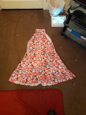 Womens Halter Boho Floral Pink Dress Summer Ruffle Holiday Beach Party Sundress