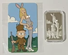 CMG Mint Elmer Studd & Naughty Rabbit 1 Oz .999 Silver Art Bar Rare W/ COA