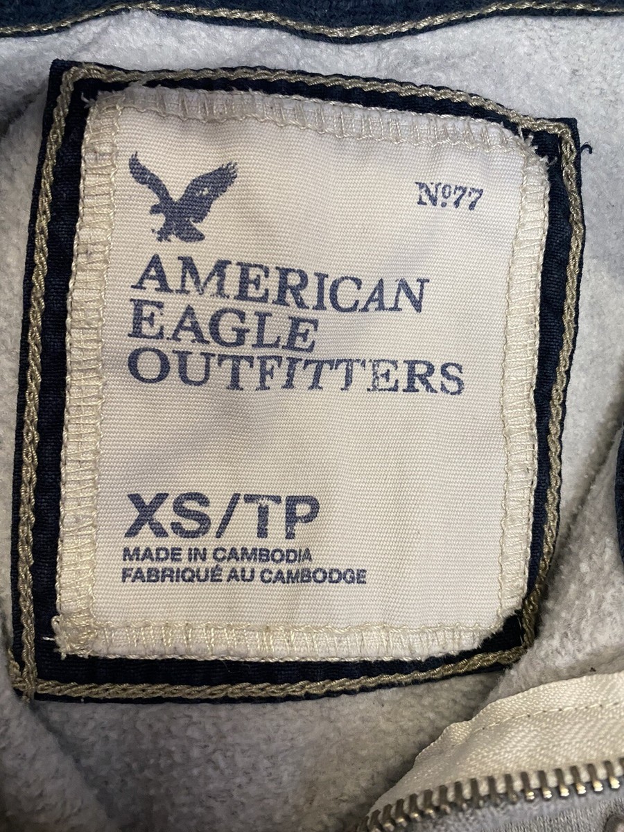 VTG American Eagle Gray 1/4 Zip Logo Pullover Sweatshirt Front
