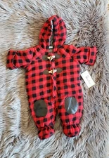 NWT Pistachio Baby Bunting Red Black Buffalo Plaid sz 3/6mo