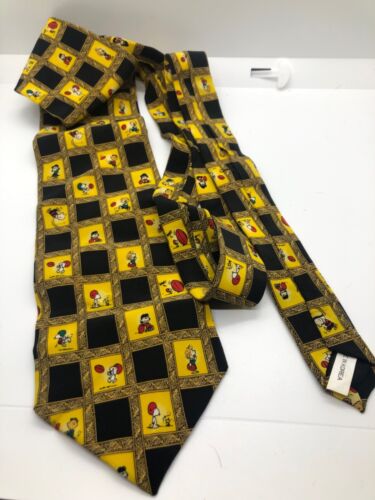 Snoopy peanuts tie. 100% silk. Vintage 1958. Made in Korea. Yellow and black 59”