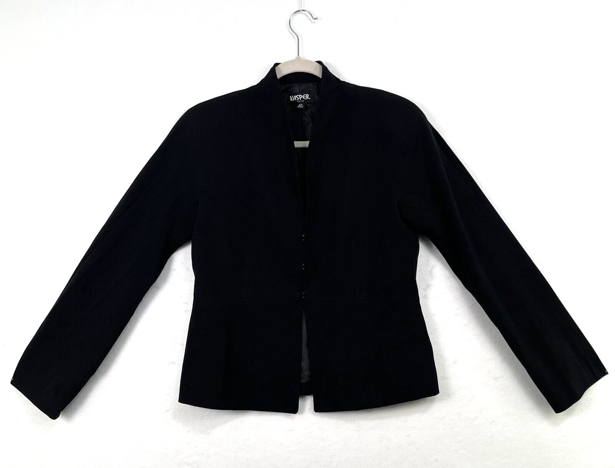 KASPER Petite Classic Black Open Front Jacket Blazer Long Sleeve Womens  Size 6P