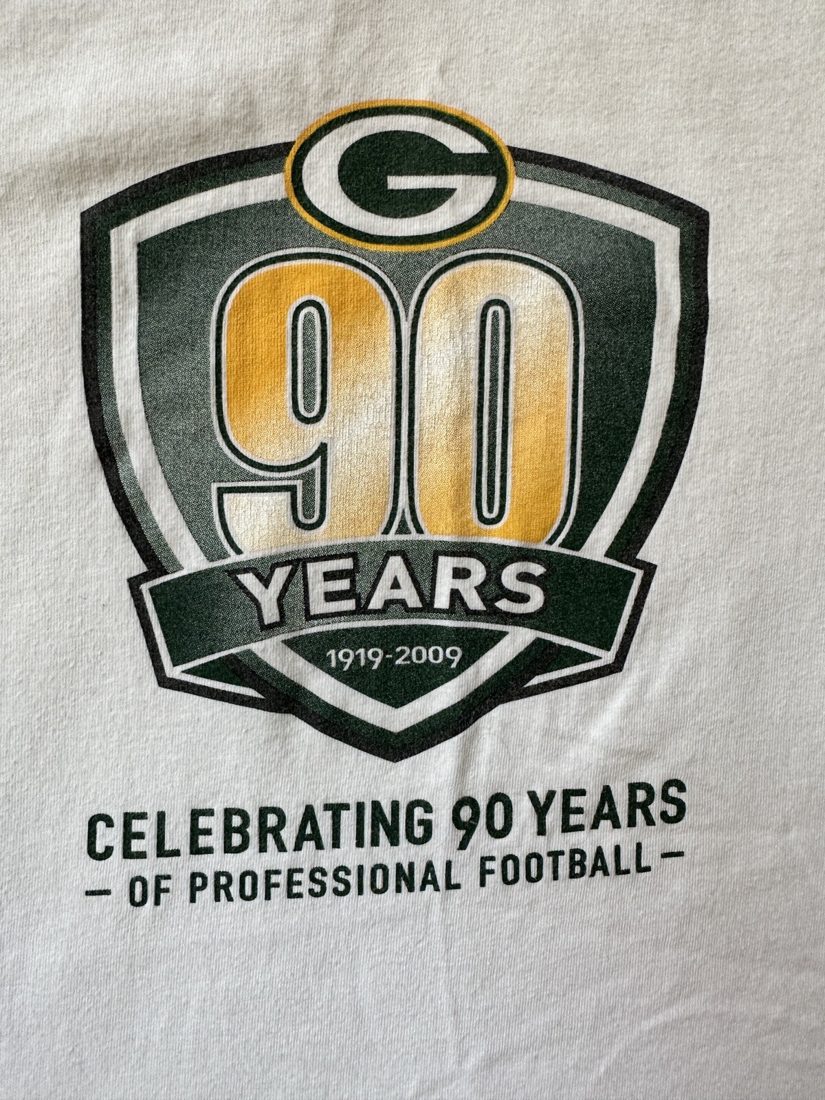 Green Bay Packers 90 Years 1919-2009 Reebok White Womens T-Shirt  XL thumbnail 2