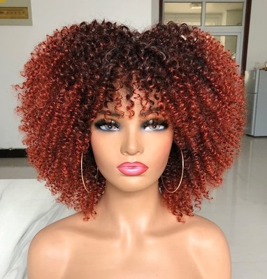 10Zoll kurze lockige Afro Perücken mit Pony Bomb Afro Kinky Curly Perücke für...