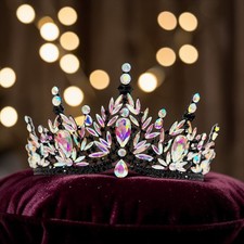 Black AB Tiara, Gothic Wedding Headpiece, Black Queen Tiara, Costume Tiara