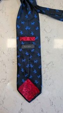 Paul Smith Mens Navy 100% Silk Tie Dog Pattern Made In Italy Excellent Condition