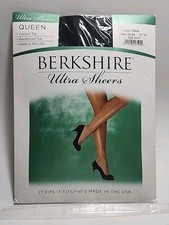 Berkshire Ultra Sheers Pantyhose Queen 1x-2x Black Control Top Reinforced Toe