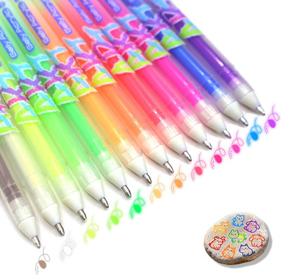 12 Neon Colors Acrylic Gel Pens for Coloring, Highlighter Pens for Outlining wit