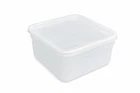 2L Square Ice Cream Tub & Lid Plastic Food Storage Container 180x180x90mm
