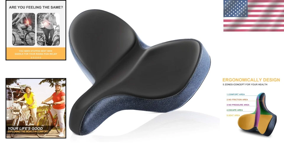 Asiento de bicicleta Comfort para hombre mujer - diseño Wide Plus Foto 2 de 4