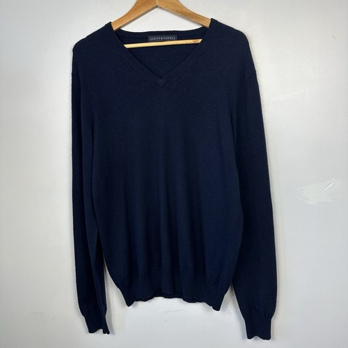 Gieves & Hawkes, Gieves & Hawkes Knit Jumper, Savile Row, Casmere Wool, Navy Blue, Mens Large