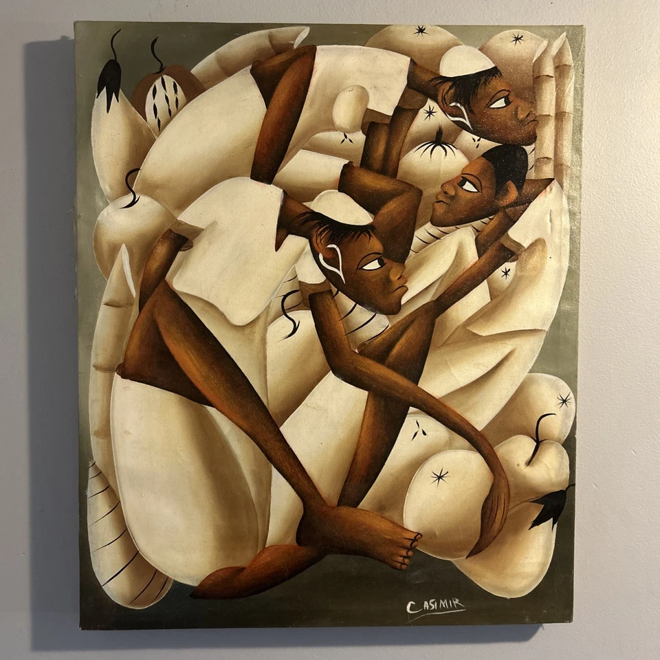 Original Laurent Casimir Haitian Ölgemälde auf Leinwand 24,5" x 21" signiert OOAK - Bild 1 von 4