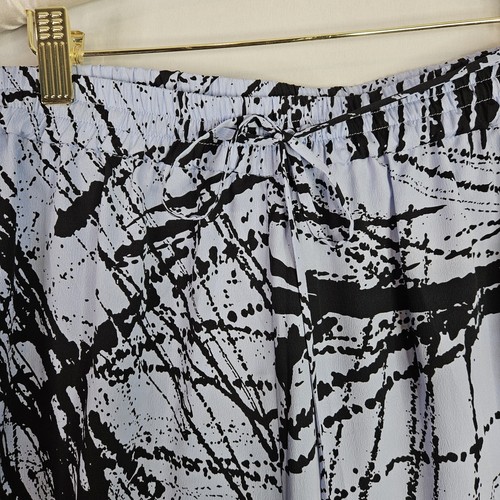 Halston Wide Leg Cropped Lillian Print Pants Blue SIZE XL Retail Price $425 - Picture 9 of 9