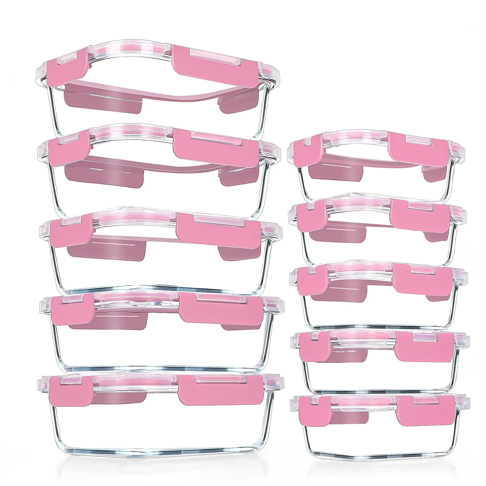 10Pack Glass Meal Prep Containers, Airtight Glass Lunch Containers,Stackable ...