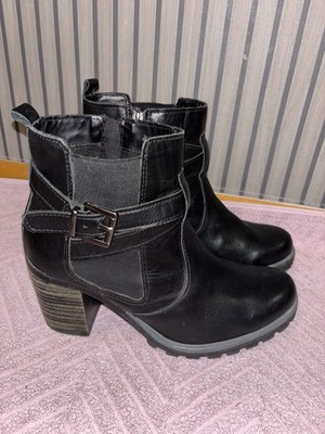 ''Bata'' Block-Absatz-Stiefeletten Boots schwarz echtes Leder Gr 39/39,5