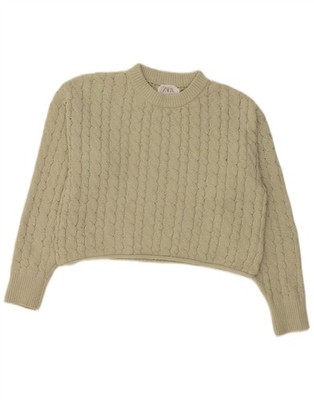 ZARA Mädchen Crop Rundhals Pullover Pulli 13-14 Jahre Grün Polyester BZ20