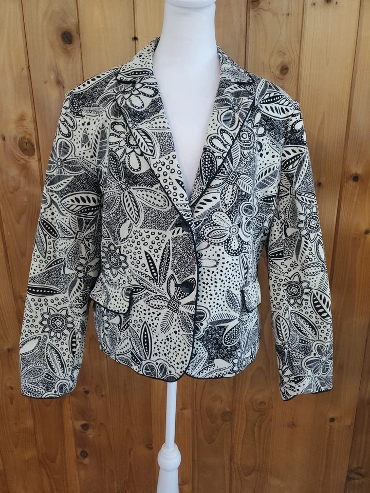 Chaqueta Norton McNaughton Mujer Talla 14 Floral Arte Festival Lona Blazer Foto 2 de 4