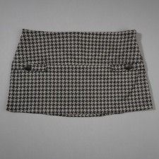 Vintage Y2K Black and Grey Houndstooth Women's Mini Skirt L