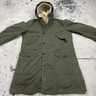 Vintage 50s M47 Parka Overcoat Pile Liner Mens Medium Korean War M