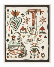 Henry Hablak Print Tattoo Flash Card Art Zodiac Sign Astrology Lithograph Eye