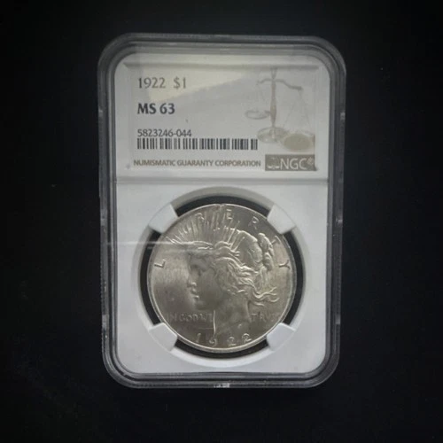 NGC MS 63 1922 Peace Dollar $1 Silver Coin Philadelphia Mint