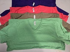 Camiseta Bella+Lona Unisex Triblend (3), Manga Corta Cuello en V, Lote de 4, 2XL-NUEVA