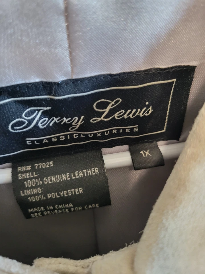Chaqueta clásica de cuero real Terry Lewis para mujer 1X NUEVA SIN ETIQUETAS marfil crema manga larga Foto 4 de 4